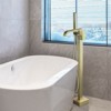 Cobbe Freestanding Floor Standing Bathtub Faucet Single Handle Tub Filler with Tub Spout and Hand Shower Brushed Gold - 2 of 4