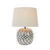 Storied Home (Set of 2) Coastal Capiz and Bamboo Table Lamps with Fish Design Blue and White: Nautical Drum Shades, ETL & UL Listed - 3 of 4