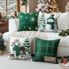 Christmas Throw Pillow Covers 18x18 Inch Set of 4, Scottish Tartan Plaid Snowman Reindeer Winter Christmas Decoration - 4 of 4