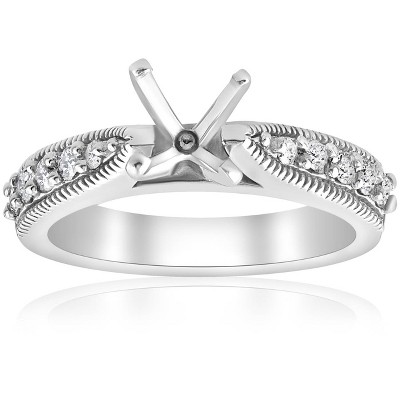 Pompeii3 Diamond Engagement Ring Setting 14k White Gold Vintage Semi Mounting Antique