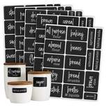 Talented Kitchen 136 Chalkboard Pantry Labels for Food Containers, Preprinted White Script on Black Stickers for Jars, Kitchen Organization