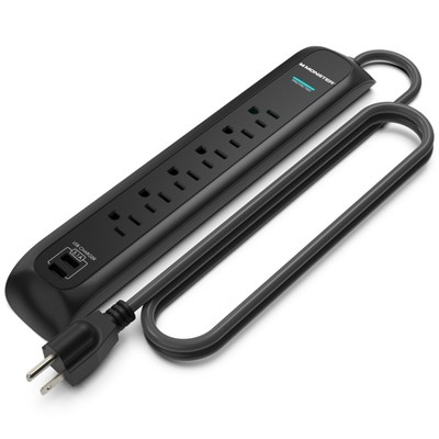 6FT Power Strip w/ Surge Protection, Mountable, Easy-to-Install