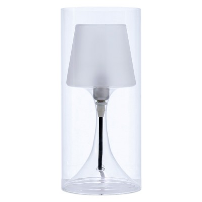 13" Novelty Hurricane Glass Table Lamp (Includes LED Light Bulb) White - Ore International