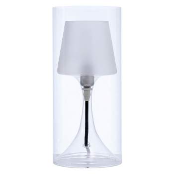 13" Novelty Hurricane Glass Table Lamp (Includes LED Light Bulb) White - Ore International