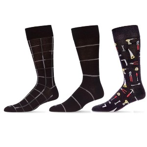 MeMoi Men's 3 Pair Pack Novelty Professions Crew Socks Black-Black 10-13 - 1 of 3