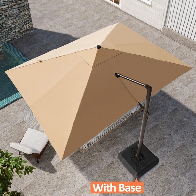 Pellebant 10'x 12.5' Patio cantilever Umbrella Heavy Duty Base Set High-strength Aluminum Pole with 360Rotation 5 Heights Adjustable