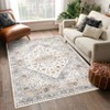 Washable Vintage Medallion Rug Non Slip Low Pile Rug Soft Retro Throw Floor Cover Foldable Indoor Carpet for Living Room Bedroom Playroom Nursery - 2 of 4