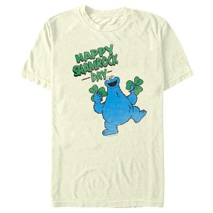 Men's Sesame Street Happy Shamrock Day Cookie Monster T-Shirt - 1 of 4