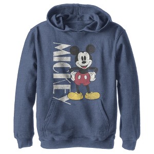 Boy's Disney '90s Mickey Mouse Distressed Pull Over Hoodie - 1 of 4