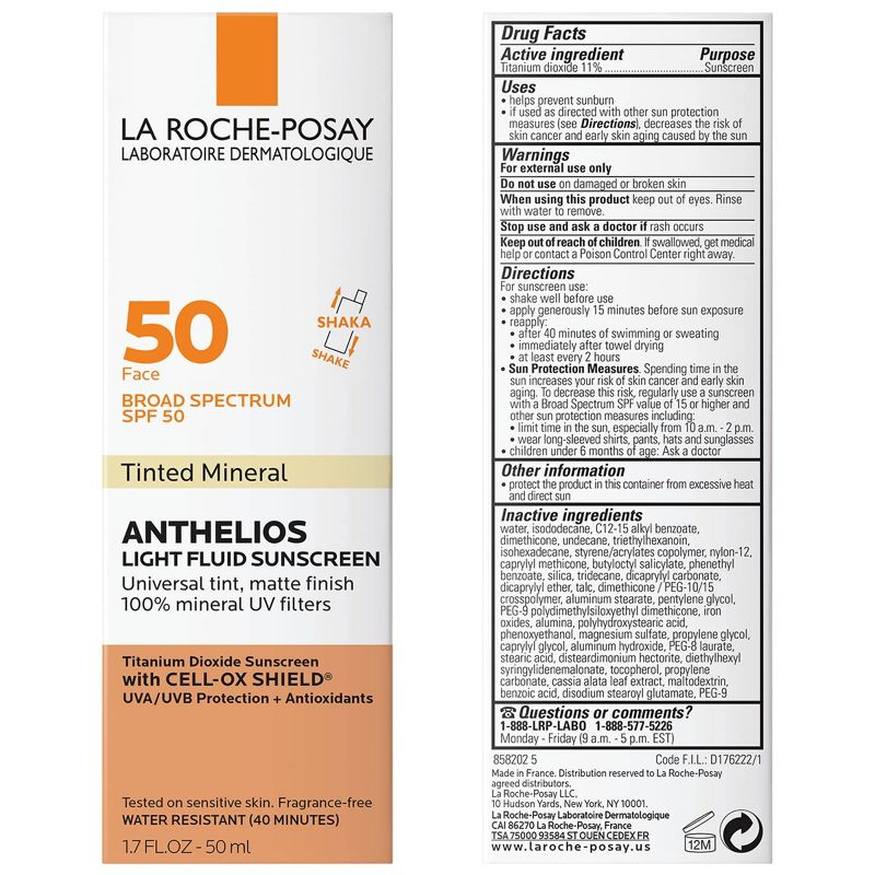 La Roche Posay Anthelios Tinted Face Sunscreen SPF 50, Ultra-Light Fluid Mineral Face Sunscreen with Titanium Dioxide - SPF 50 - 1.7 fl oz​, 6 of 17