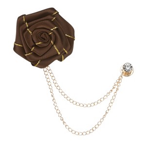 Unique Bargains Cloth Flower Lapel Pin with Gold Badge Tassel Chain Brooches 1.57 inch 1 Pc - 1 of 4