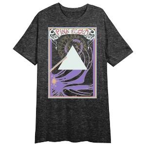 Pink Floyd Triangle With Clock And Rainbow Women's Charcoal Heather Casual T-Shirt Dress - 1 of 2