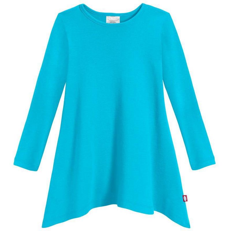 City Threads USA-Made Cotton Soft Jersey Girls Long Sleeve Shark Bite Tunic, 1 of 6