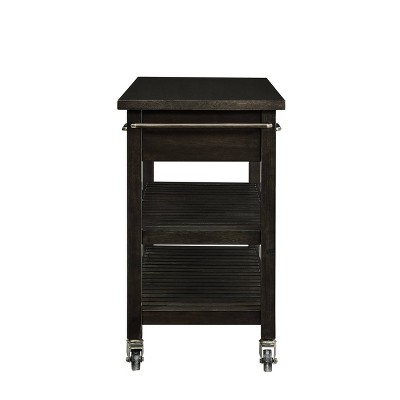 Havelock Dark Tobacco Rolling Kitchen Island with Shelves