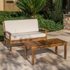 Outdoor Sectional Sofa Set, 2 Pcs Sofa Set with Loveseat and Coffee Table, Loveseat Sofa with Acacia Wood Frame and PE Cushion-Coolbibila - 2 of 4