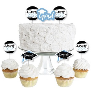 Big Dot of Happiness Light Blue 2025 Graduation Party - Dessert Cupcake Toppers - Clear Treat Picks - Set of 24 - 1 of 4