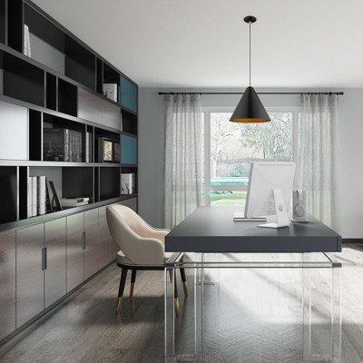 Contemporary Mini Pendant Light with Gold Interior & Shiny Black Exterior