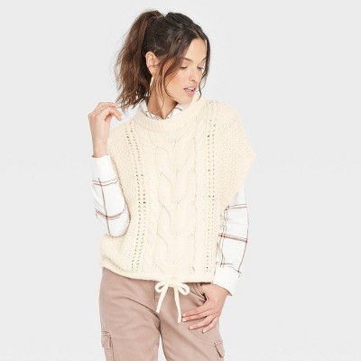 Women's Crew Neck Cable Knit Sweater Vest - Universal Thread™