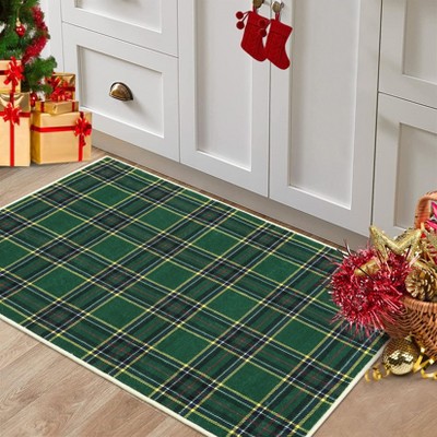 Christmas Buffalo Plaid Area Rug Classic Checkered Design Machine Washable Stain Resistant Non Slip Floor Mat for Living Room Kitchen Entryway