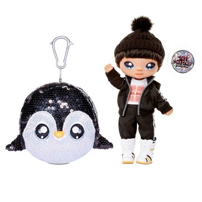 Na! Na! Na! Surprise 2-in-1 Boy Fashion Doll Sparkly Sequined Purse Sparkle - Andre Avalanche & Penguin