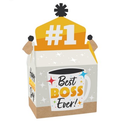 Big Dot of Happiness Happy Boss's Day - Treat Box Party Favors - Best Boss Ever Goodie Gable Boxes - Set of 12