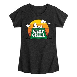Girls' - Peanuts - Camp Chill Fitted Short Sleeve Graphic T-Shirt - 1 of 4