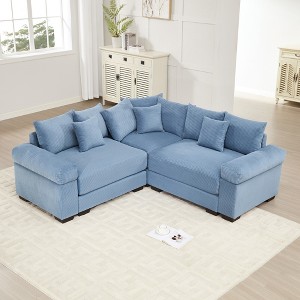 Oversized 79.1" Corduroy Cloud Modular L-Shaped Sectional Sofa with Thick Cushion and Wide Armrests - 1 of 4
