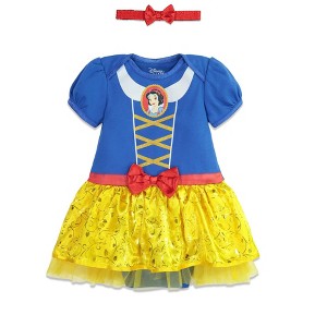 Disney Princess Cinderella Ariel Belle Snow White Girls Cosplay Dress and Headband Newborn to Infant  - 1 of 4