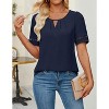 Coolmee Women's Dressy Casual Tops Keyhole Business Work Blouses Pleated Summer Shirts - 3 of 4