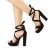 Allegra K Women's Open Toe Soft Insole Lace Up Platform Block Heel Sandals - 2 of 4