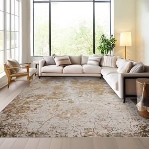 Abstract Machine Washable Rug with Non Slip Backing Ultra-Thin Non Shedding Stain Resistant Indoor Carpet for Living Room Bedroom Dining Room - 1 of 4