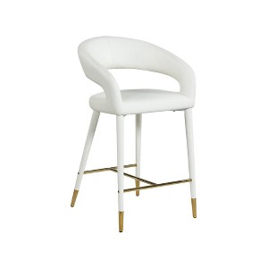 Meridian Furniture,Destiny White Vegan Leather Stool - 1 of 4