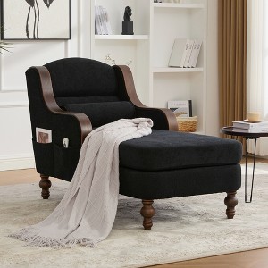 Oversized Indoor Single Sofa Chair, Fabric Recliner Couch with Wide Seat, Foam Cushion, Side Storage Pockets, Lazy Sleeper Armchair - 1 of 4