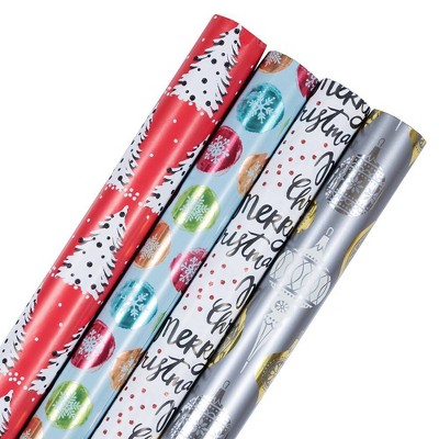 JAM Paper & Envelope 4ct Shimmering Christmas Gift Wrap Rolls