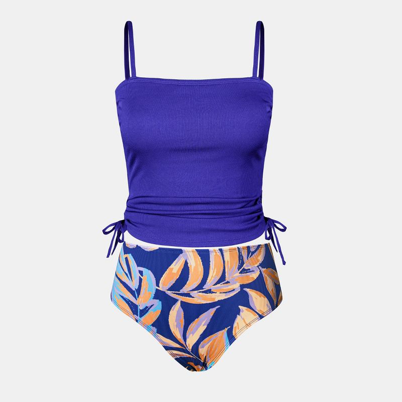 Women's Ruched Drawstring High Waist Tankini Set Swimsuit - Cupshe, 2 of 7
