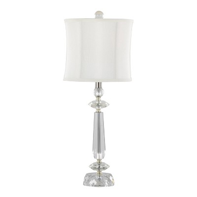 Set of 2 White Crystal Table Lamps with Chrome Details