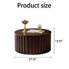 27" Round Lift Top Coffee Table with Storage, Handcrafted Relief Pedestal Wooden Tea Table, Modern MDF Living Room Center Table-Koiai - 4 of 4