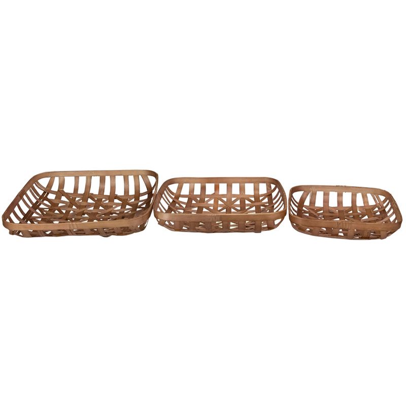 Northlight Set of 3 Brown Square Lattice Tobacco Table Top Baskets, 3 of 6