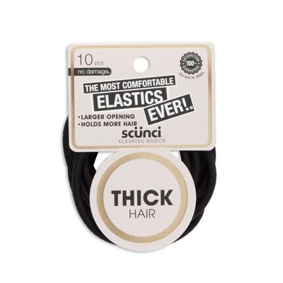 scunci Basics Comfy Elastics - Thick Black - 10pk