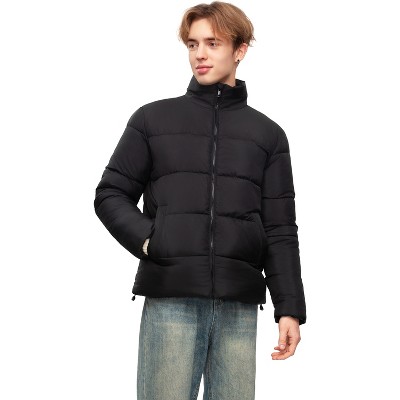 Мужские куртки Rokka&Rolla Men's Solid Puffer Coat Stand Up Collar Jacket-Black, size Large — фото 7