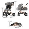 Kinder King Cozi 2 Convertible Baby Stroller, Folding High Landscape Infant Carriage, Adjustable Canopy, Diaper Bag, Anti-Shock - 4 of 4