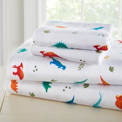 Wildkin Kids 100% Cotton Flannel Full Sheet Set for Boys & Girls, Bedding Set Includes Top Sheet, Fitted Sheet & Pillow Case, Bed Sheets for Cozy Cuddles (Jurassic Dinosaurs)