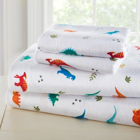 Wildkin Kids 100 Cotton Flannel Full Sheet Set for Boys Girls Jurassic Dinosaurs