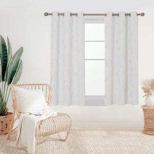 Deconovo Gold Line 52 Width Curtain Panel Pair (2 Panel) - 1 of 4