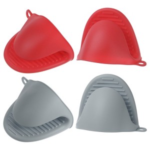 Unique Bargains Heat Resistant Kitchen Utensil Sets Silicone Oven Mitts 4 Pcs - 1 of 4