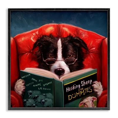 Stupell Industries Sheep Dog Reading for Dummies, 24" x 24"