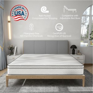 Full Size 10 Inch Hybrid Mattress, Gel Memory Foam, Individually Wrapped Pocket Coils, CertiPUR-US Certified-- Frevyn - 1 of 4