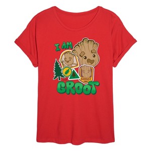 Women's - Marvel - Guardians of the Galaxy Groot Sticker Oversized Graphic T-Shirt - 1 of 4