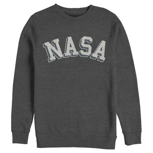 Men s Nasa Curved 3d Bold Logo Sweatshirt Charcoal Heather X