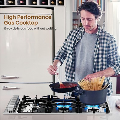 36-Inch Stainless Steel Gas Cooktop with 6 Sealed Burners
